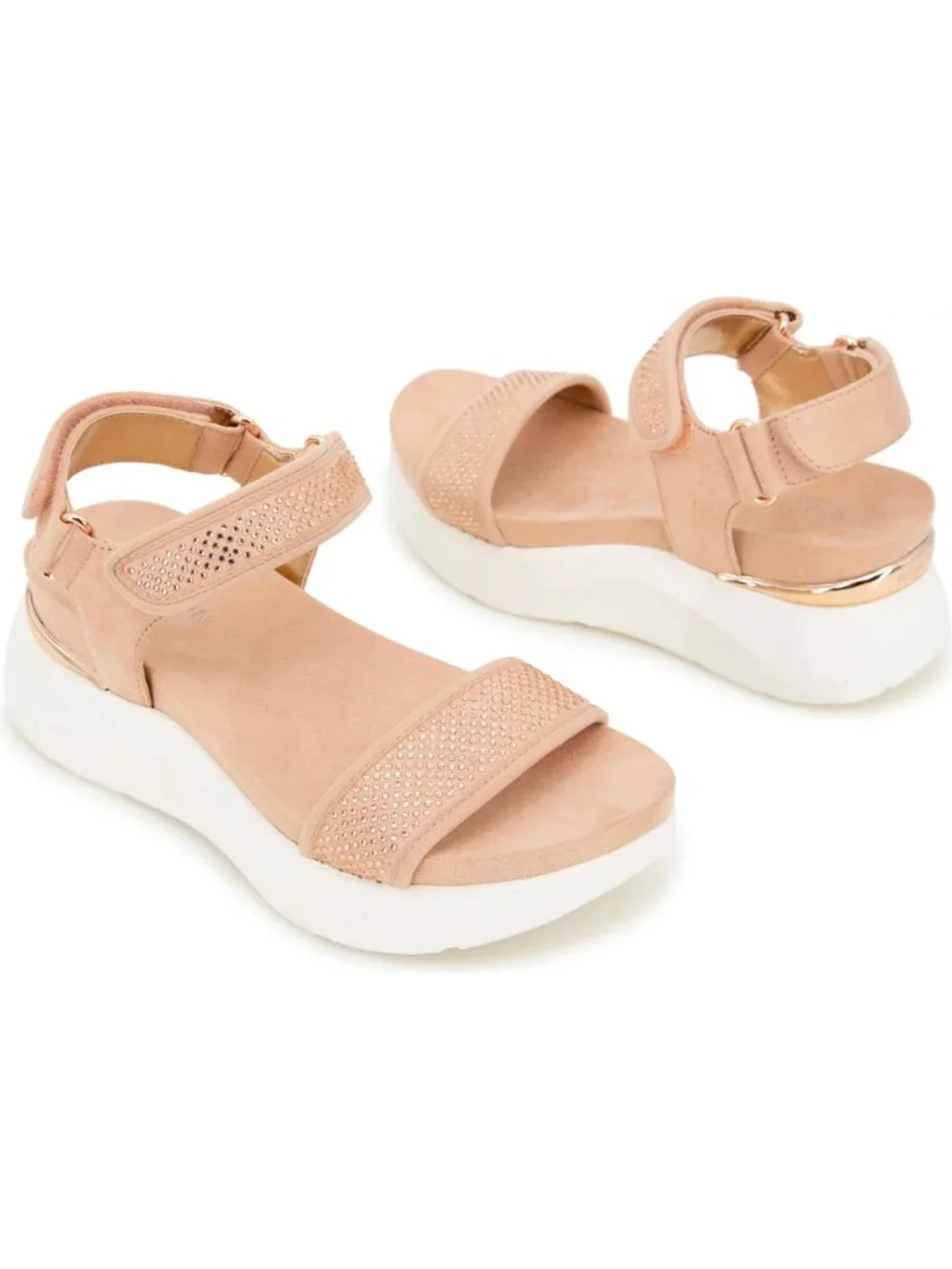 NIB Reaction Kenneth Cole Halsey Ankle Strap Crystal Platform Sandals  - Blush